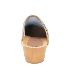 BJORK Maja Wood Open Back Brown Leather Clogs