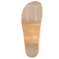BJORK Maja Wood Open Back Clogs in Almond Leather