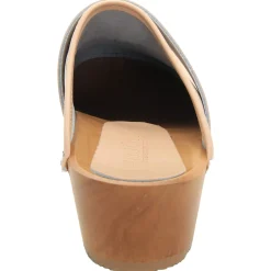 BJORK Maja Wood Open Back Clogs in Almond Leather