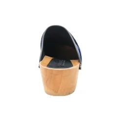 BJORK Maja Wood Open Back Croco Print Leather Clogs - CLOSEOUT