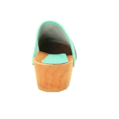BJORK Maja Wood Open Back Leather Clogs
