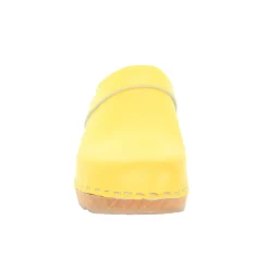BJORK Maja Wood Open Back Leather Clogs