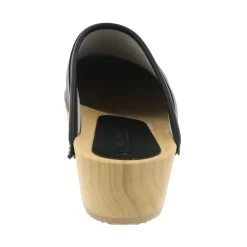 BJORK Maja Wood Open Back Leather Clogs
