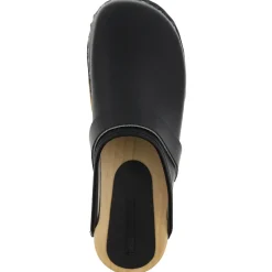 BJORK Maja Wood Open Back Leather Clogs
