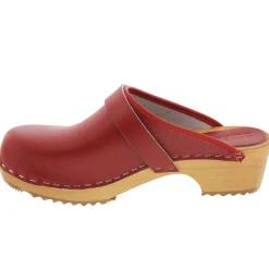 BJORK Maja Wood Open Back Leather Clogs