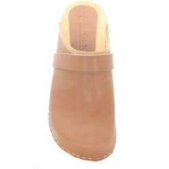 BJORK Maja Wood Open Back Leather Clogs