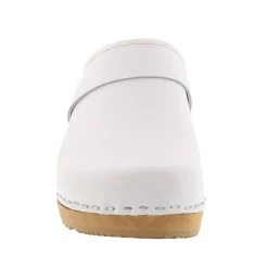 BJORK Maja Wood Open Back Leather Clogs
