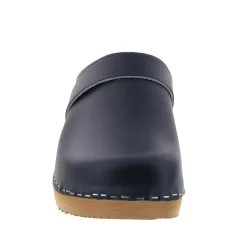 BJORK Maja Wood Open Back Leather Clogs