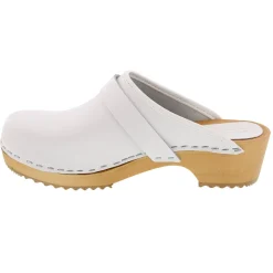 BJORK Maja Wood Open Back Leather Clogs
