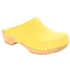 BJORK Maja Wood Open Back Leather Clogs