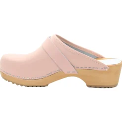 BJORK Maja Wood Open Back Leather Clogs