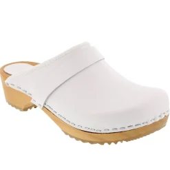 BJORK Maja Wood Open Back Leather Clogs