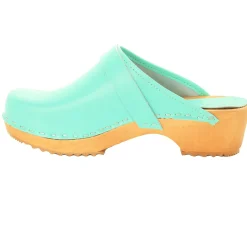 BJORK Maja Wood Open Back Leather Clogs