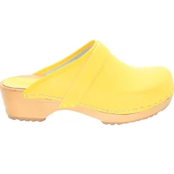 BJORK Maja Wood Open Back Leather Clogs