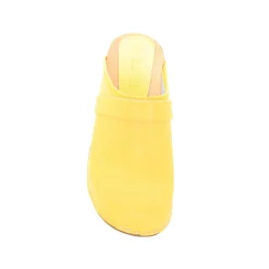 BJORK Maja Wood Open Back Leather Clogs