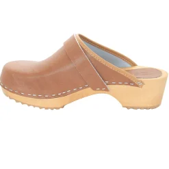 BJORK Maja Wood Open Back Leather Clogs