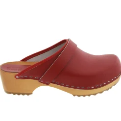BJORK Maja Wood Open Back Leather Clogs