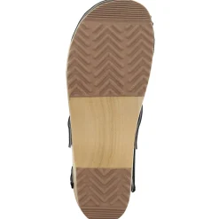 BJORK Maja Wood Open Back Leather Clogs