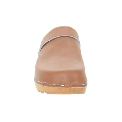 BJORK Maja Wood Open Back Leather Clogs
