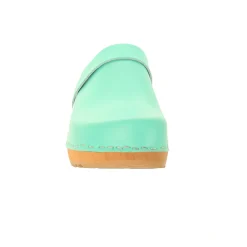 BJORK Maja Wood Open Back Leather Clogs