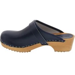 BJORK Maja Wood Open Back Leather Clogs