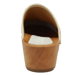 BJORK Maja Wood Open Back Tooled Natural Leather Clogs