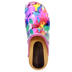 BJORK Maja Wood Splat Leather Clogs