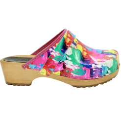 BJORK Maja Wood Splat Leather Clogs