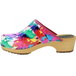 BJORK Maja Wood Splat Leather Clogs