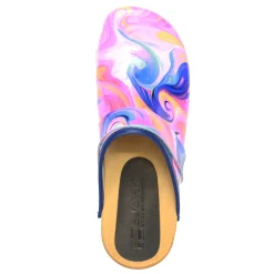BJORK Maja Wood Swirl Leather Clogs