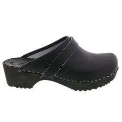 BJORK Mala Wood Open Back Leather Clogs