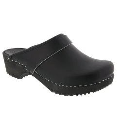 BJORK Mala Wood Open Back Leather Clogs
