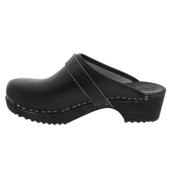 BJORK Mala Wood Open Back Leather Clogs