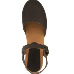 BJORK MARGARETA Swedish Wood Clog Sandals in Brown Oiled Leather