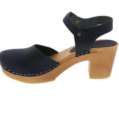 BJORK MARGARETA Swedish Wood Clog Sandals in Oiled Leather