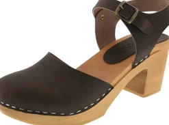 BJORK MARGARETA Swedish Wood Clog Sandals in Oiled Leather