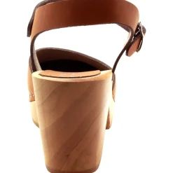 BJORK MARGARETA Swedish Wood Clog Sandals in Oiled Leather