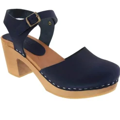 BJORK MARGARETA Swedish Wood Clog Sandals in Oiled Leather