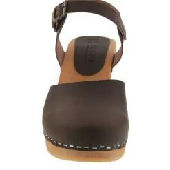 BJORK MARGARETA Swedish Wood Clog Sandals in Oiled Leather