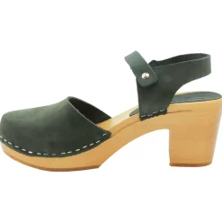 BJORK MARGARETA Swedish Wood Clog Sandals in Oiled Leather