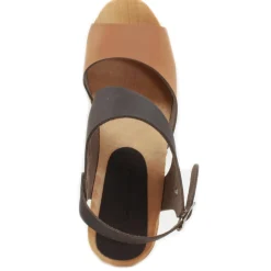 BJORK MARIE Swedish Wood Clog Sandals in Combi-Brown Oiled Leather - CLOSEOUT
