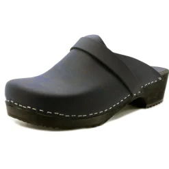 BJORK Men's Axel Leather Open Back Wooden Clogs
