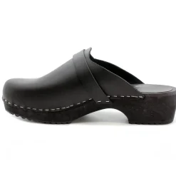 BJORK Men's Axel Leather Open Back Wooden Clogs