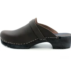 BJORK Men's Axel Leather Open Back Wooden Clogs