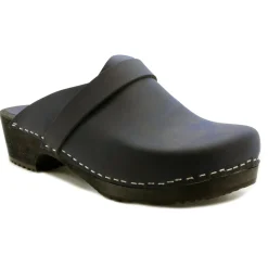 BJORK Men's Axel Leather Open Back Wooden Clogs