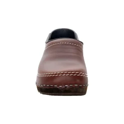 BJORK Men's Christian Wood Closed Back Oiled Leather Clogs