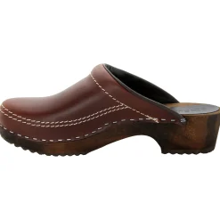 BJORK Men's Christian Wood Open Back Oiled Leather Clogs