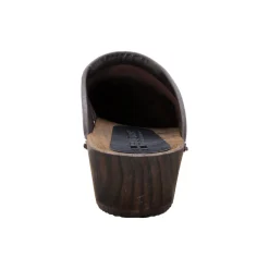 BJORK Men's Christian Wood Open Back Oiled Leather Clogs