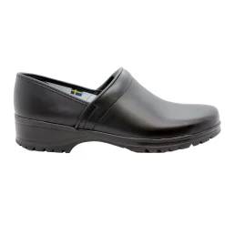 BJORK Men's Flex Pro Closed Back Black Leather Clogs