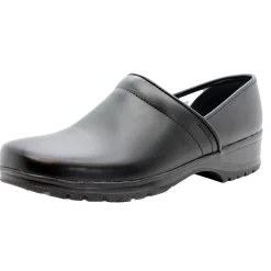 BJORK Men's Flex Pro Closed Back Black Leather Clogs